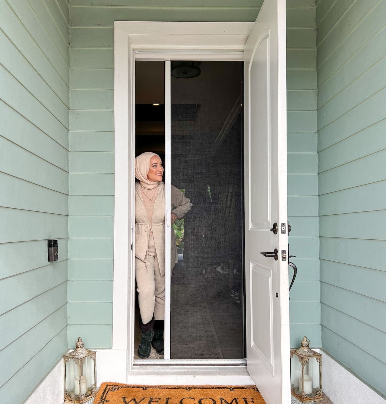 Woman in Garment in Mirage Screen Doors
