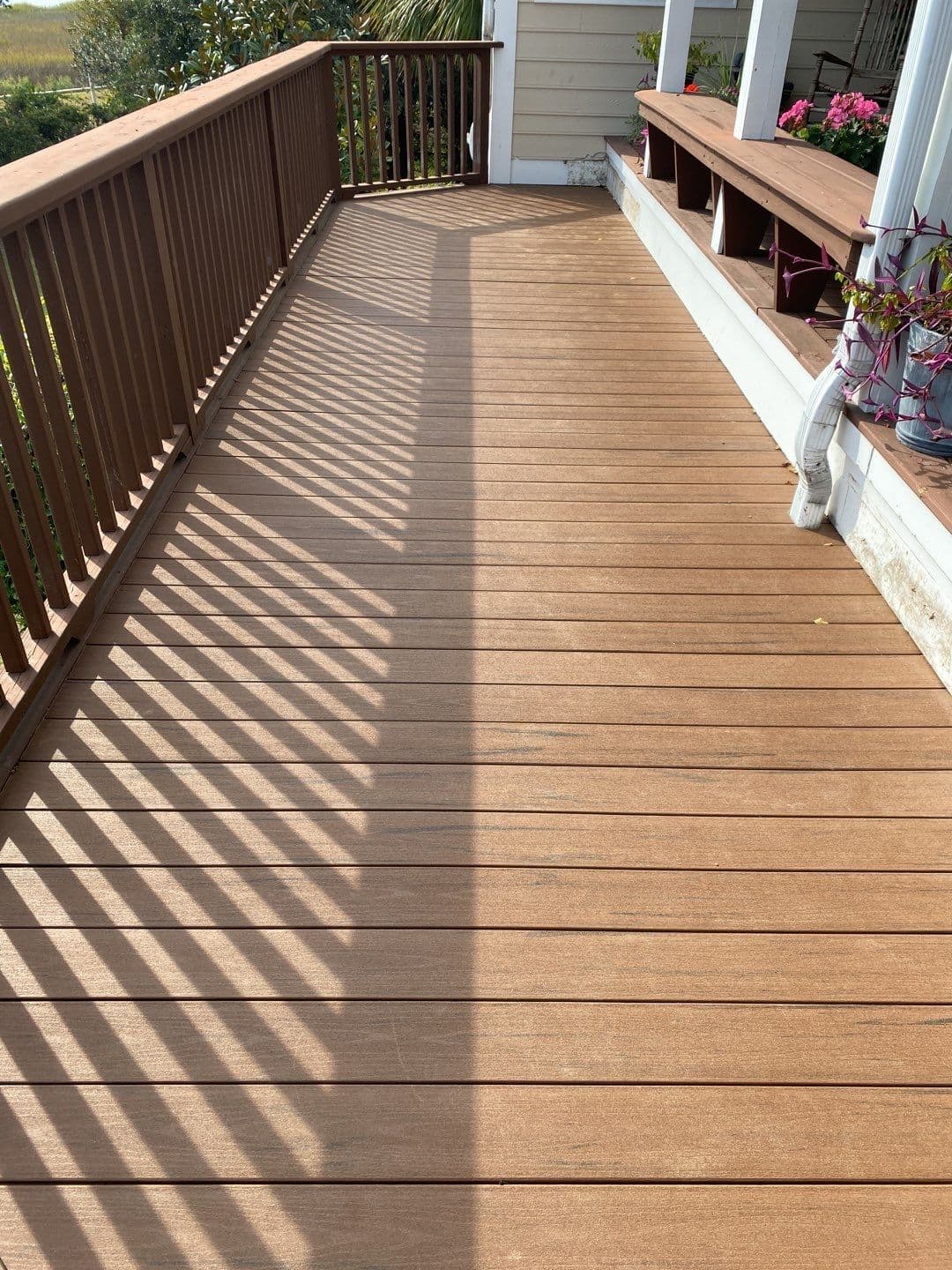 A photo of a brown TimberTech Decking deck in Murrells Inlet, South Carolina.