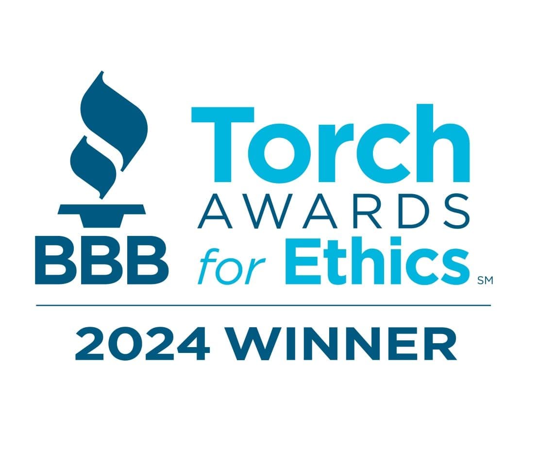 A badge for the Better Business Bureau (BBB) 2024 Torch Award for Ethics.
