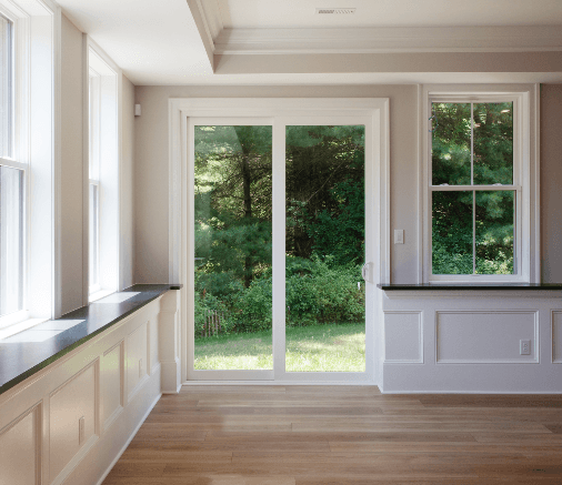 White sliding patio doors